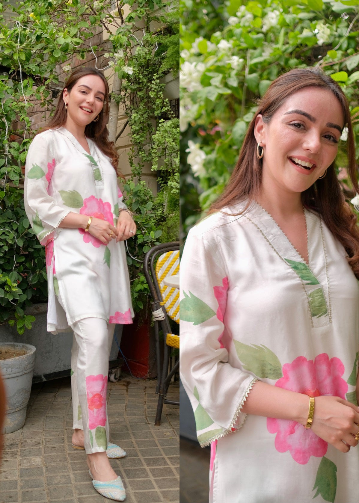 Floral Orchid Kurta Pants Set