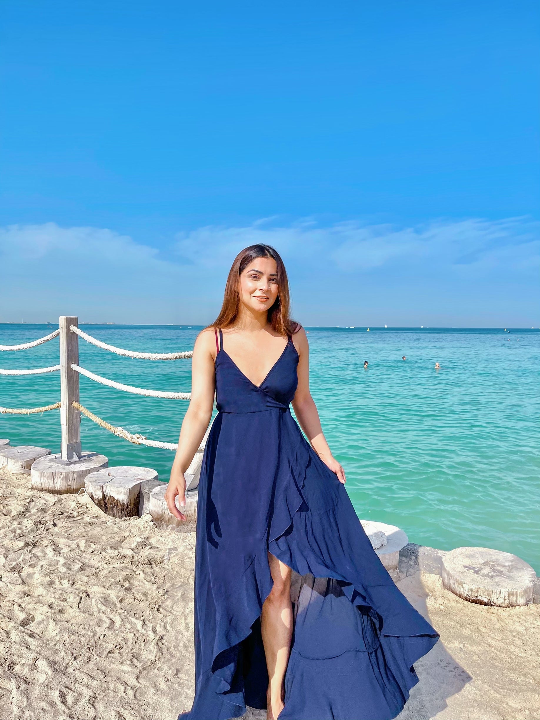 blue beachy dress Sky Blue High Slit Sexy Chiffon Formal Dress Twist Straps Deep V Neck Long Prom Dress ARD2576