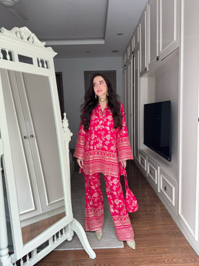 Pink Pop Banarasi Coord Set