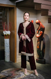 Deep Wine Velvet Suit Set