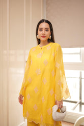 Yellow Embroidered Kurta Pants Set