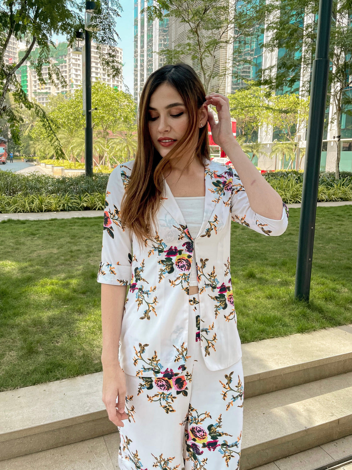 Floral White Coord Set
