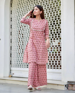 Pink Block Print Suit Set